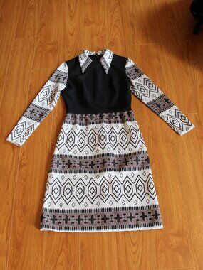 Vintage Bleeker Street Union Made 70's Dress with Geometric Print size 8